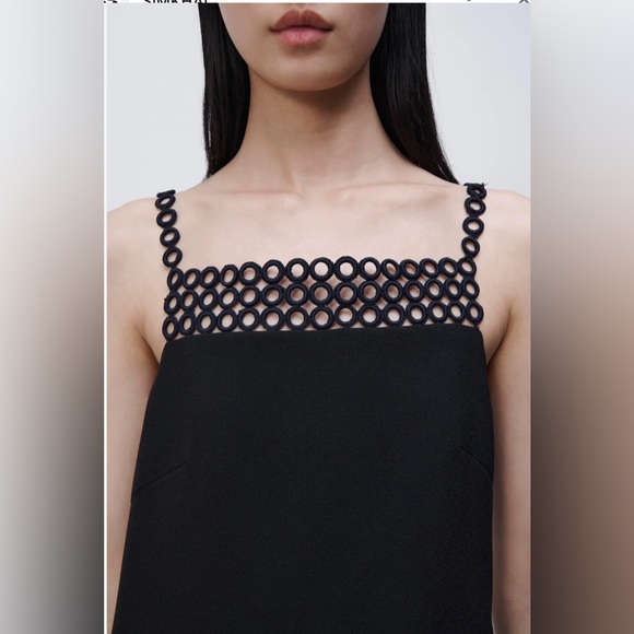 Jonathan Simkhai Marlie Mini Dress in Black Size 2 NWT Sleeveless Square Neck - Picture 2 of 4
